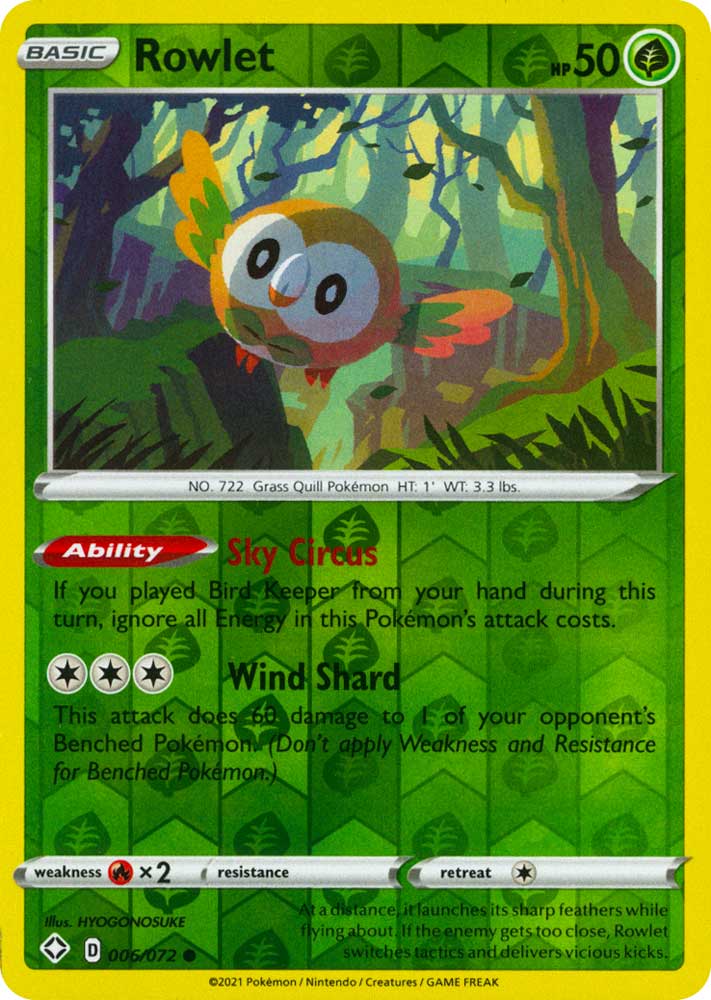 06 / 72 Rowlet Comune Holo Reverse foil (EN) -NEAR MINT-