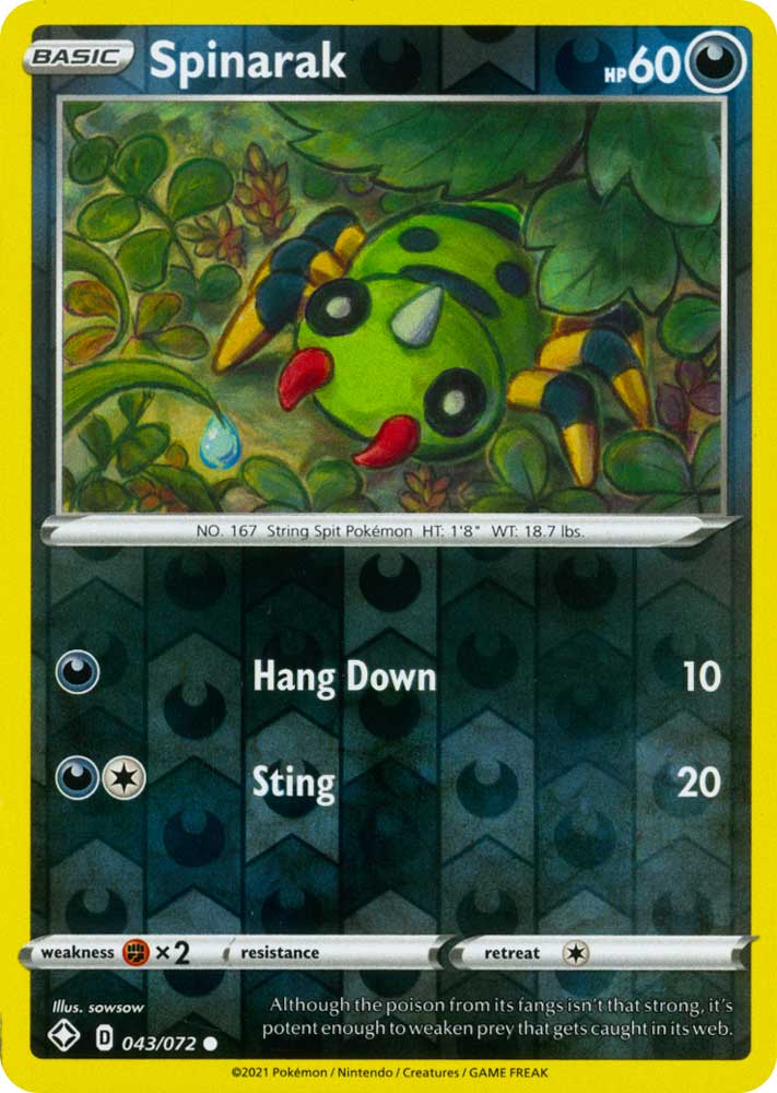 43 / 72 Spinarak Comune Holo Reverse foil (EN) -NEAR MINT-