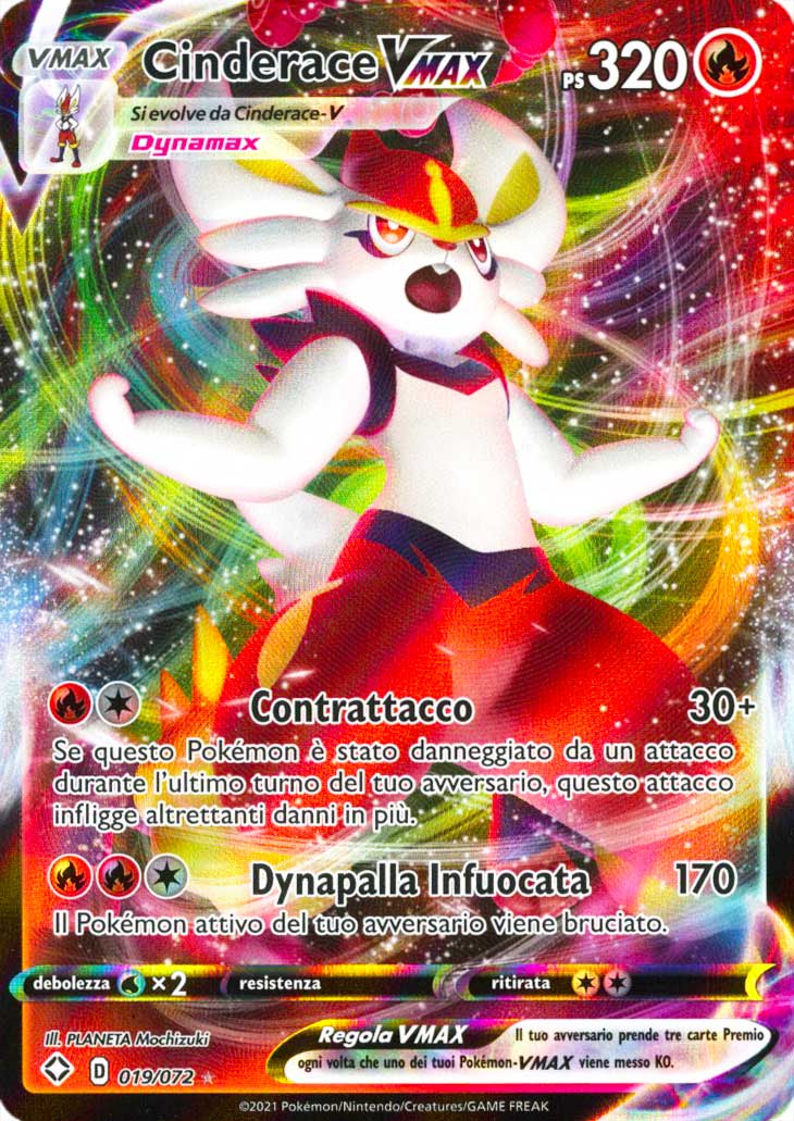 19 / 72 Cinderace VMAX Rara Holo VMAX foil (IT) -NEAR MINT-