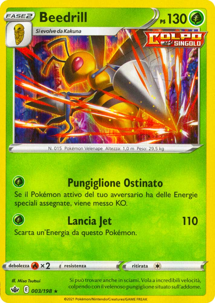 003 / 198 Beedrill Rara Holo foil (IT) -NEAR MINT-