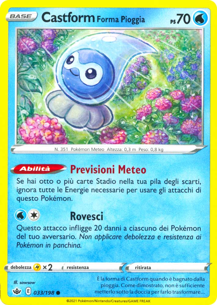 033 / 198 Castform Forma Pioggia Comune normale (IT) -NEAR MINT-