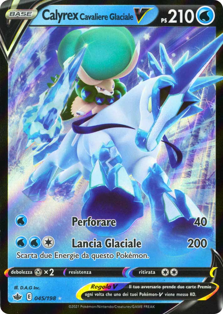 045 / 198 Calyrex Cavaliere Glaciale V Rara Holo V foil (IT) -NEAR MINT-