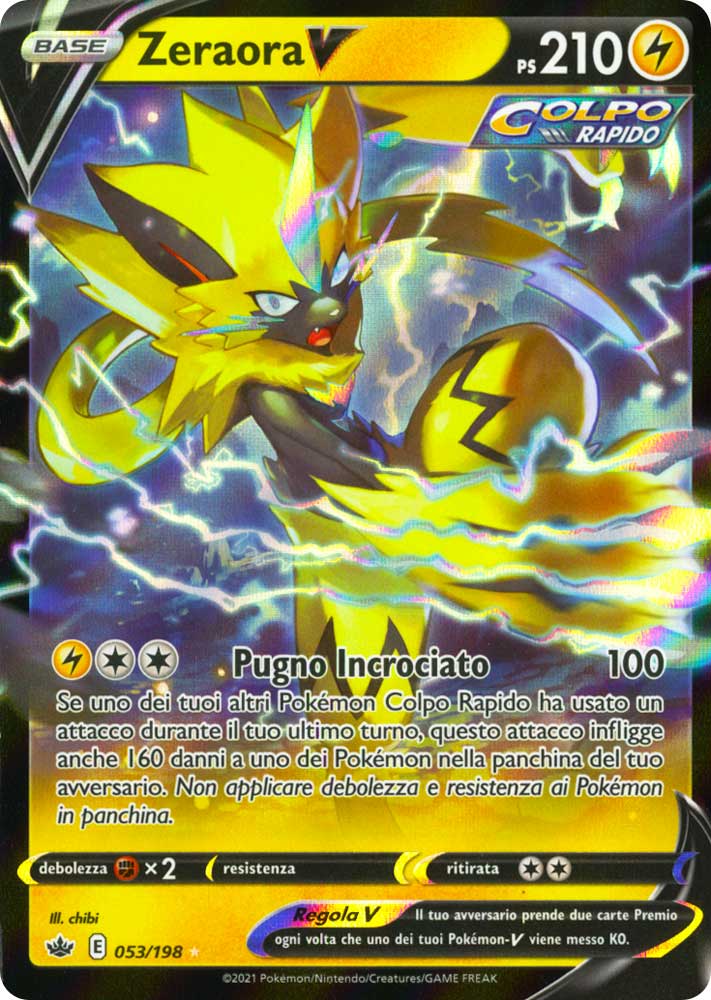 053 / 198 Zeraora V Rara Holo V foil (IT) -NEAR MINT-