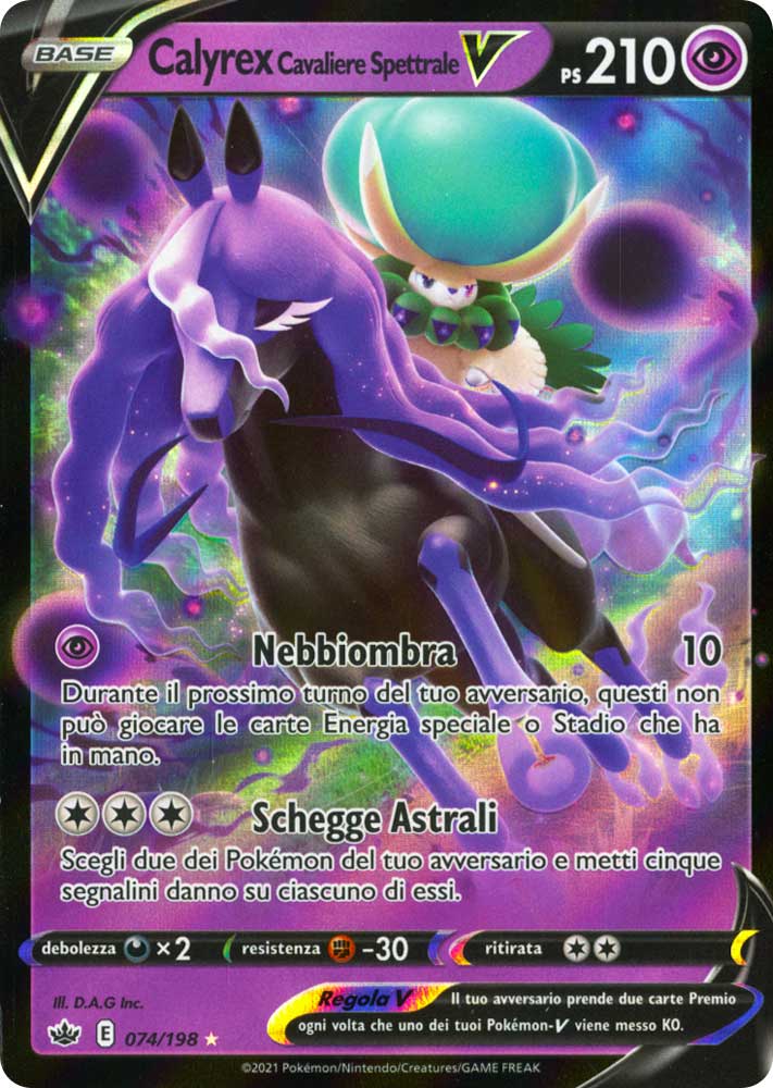 074 / 198 Calyrex Cavaliere Spettrale V Rara Holo V foil (IT) -NEAR MINT-