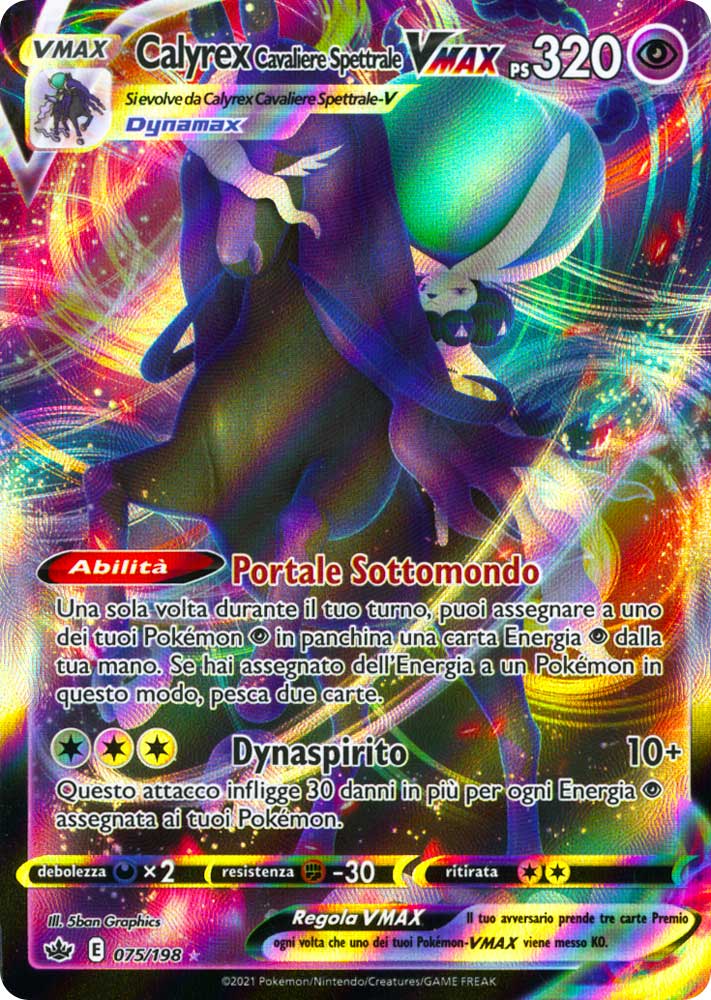 075 / 198 Calyrex Cavaliere Spettrale VMAX Rara Holo VMAX foil (IT) -NEAR MINT-