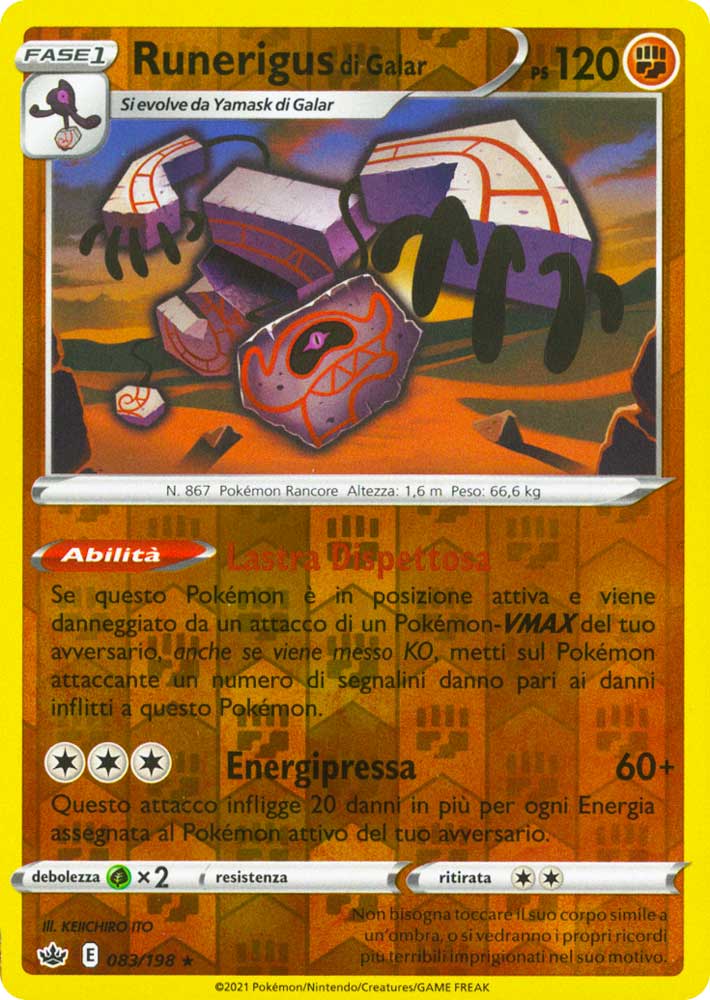 083 / 198 Runerigus di Galar Rara Holo Reverse foil (IT) -NEAR MINT-
