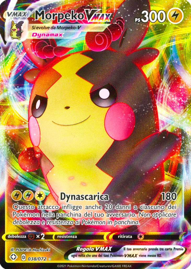 38 / 72 Morpeko VMAX Rara Holo VMAX foil (IT) -NEAR MINT-