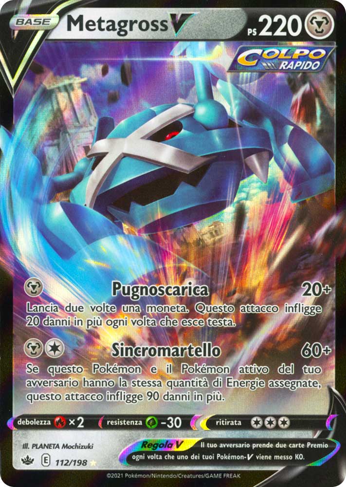 112 / 198 Metagross V Rara Holo V foil (IT) -NEAR MINT-