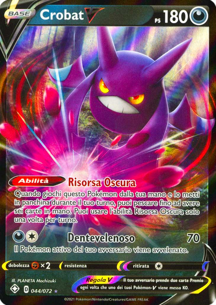 44 / 72 Crobat V Rara Holo V foil (IT) -NEAR MINT-