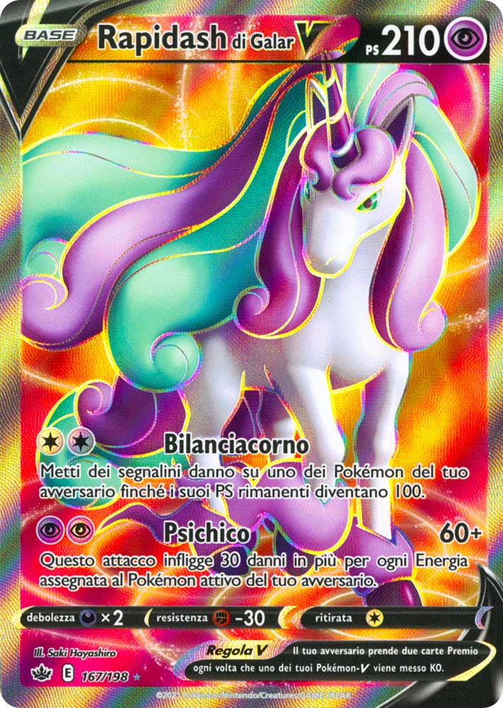 167 / 198 Rapidash di Galar V Ultra Rara V Full Art foil (IT) -NEAR MINT-