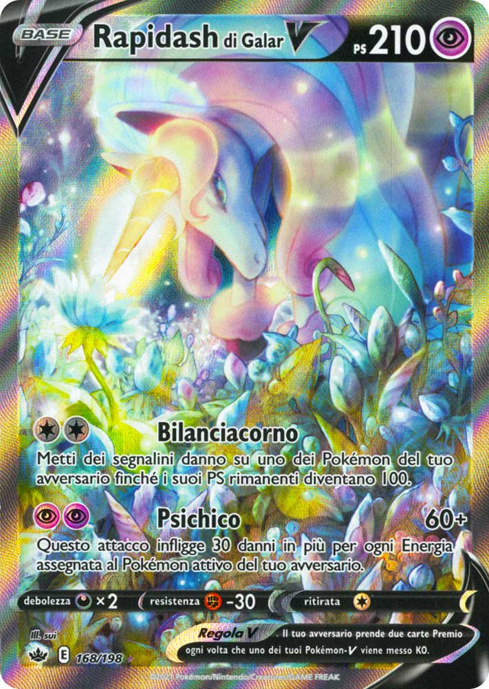 168 / 198 Rapidash di Galar V Ultra Rara V Full Art foil (IT) -NEAR MINT-