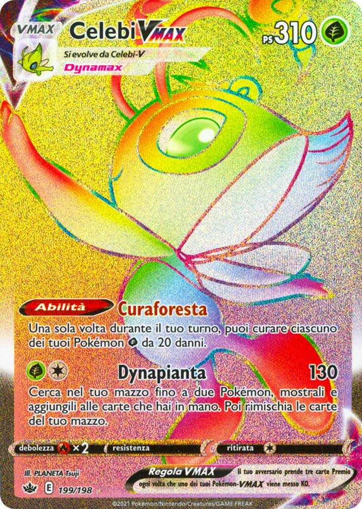 199 / 198 Celebi VMAX Rara Segreta VMAX Rainbow foil (IT) -NEAR MINT-
