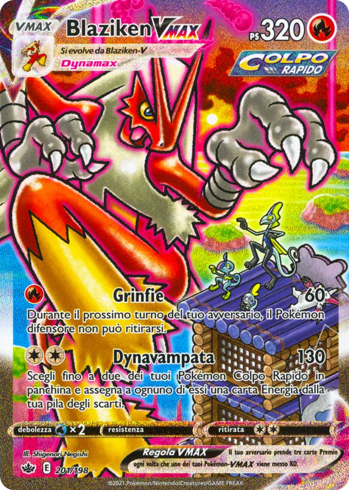 201 / 198 Blaziken VMAX Rara Segreta VMAX Rainbow foil (IT) -NEAR MINT-