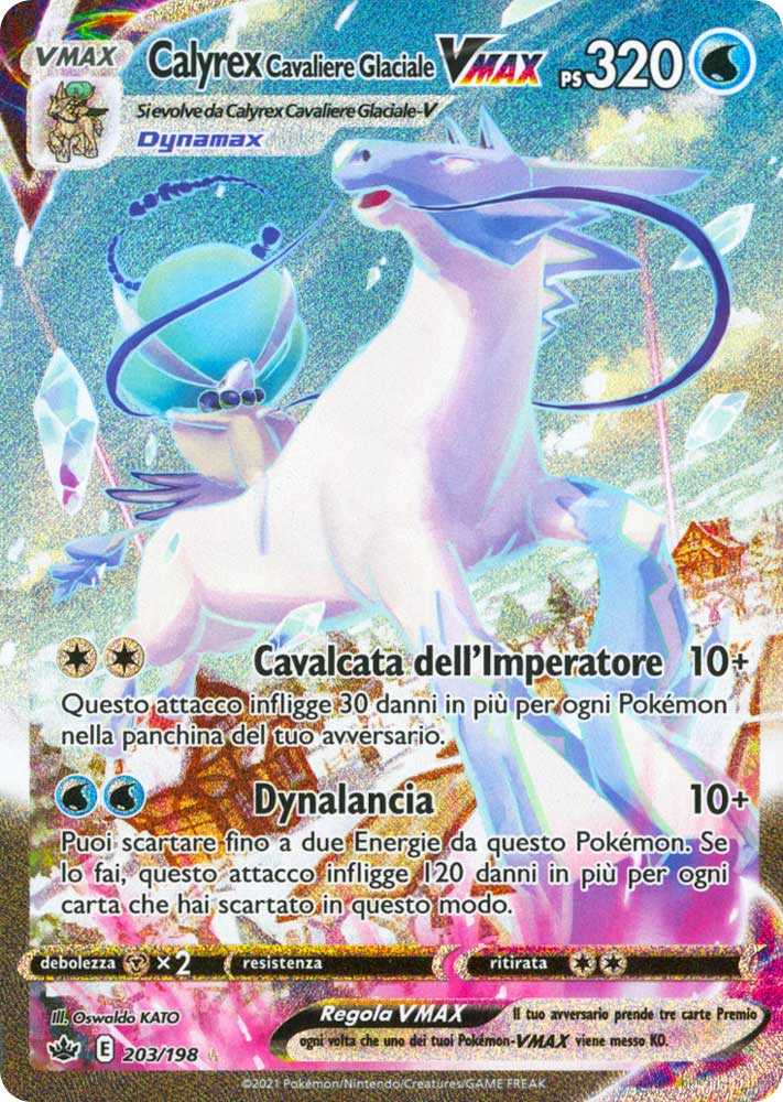 203 / 198 Calyrex Cavaliere Glaciale VMAX Rara Segreta VMAX Rainbow foil (IT) -NEAR MINT-