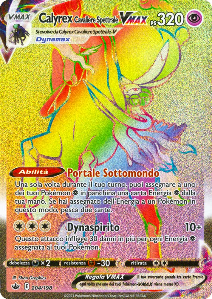 204 / 198 Calyrex Cavaliere Spettrale VMAX Rara Segreta VMAX Rainbow foil (IT) -NEAR MINT-