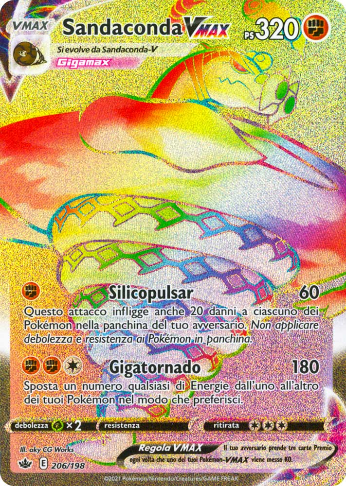 206 / 198 Sandaconda VMAX Rara Segreta VMAX Rainbow foil (IT) -NEAR MINT-