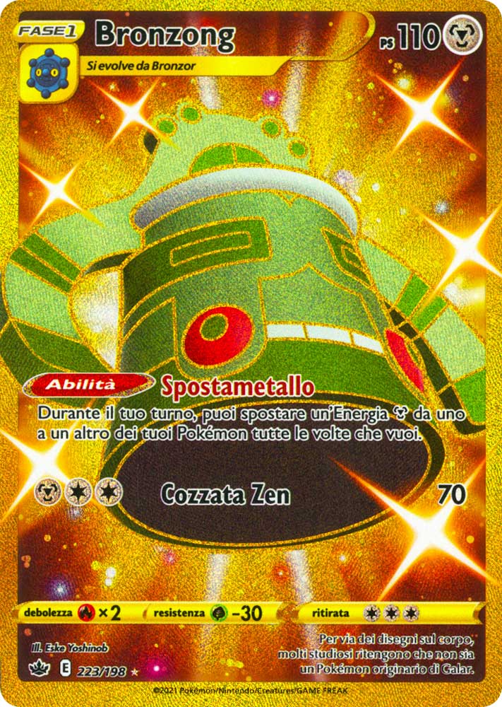 223 / 198 Bronzong Rara Segreta Gold foil (IT) -NEAR MINT-