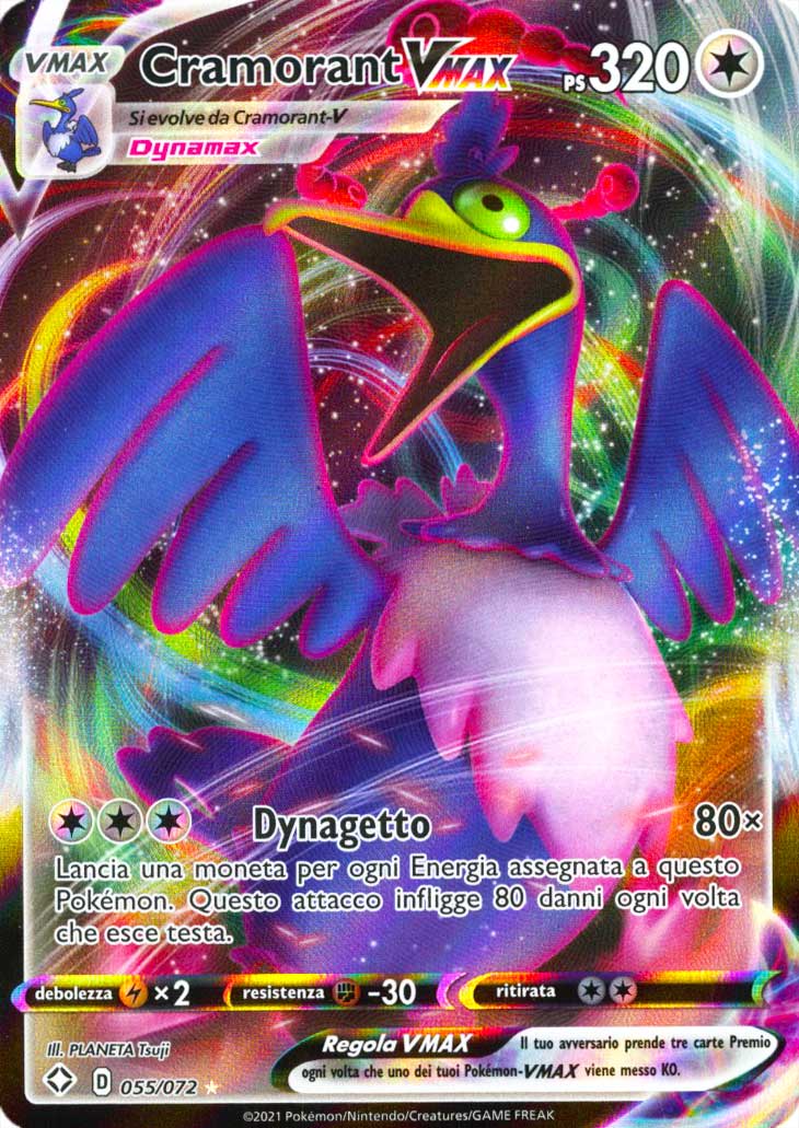 55 / 72 Cramorant VMAX Rara Holo VMAX foil (IT) -NEAR MINT-