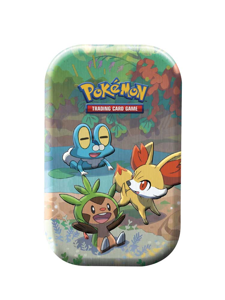 Celebrations Mini Tin da Collezione Kalos Starter: Chespin, Fennekin e Froakie (EN)