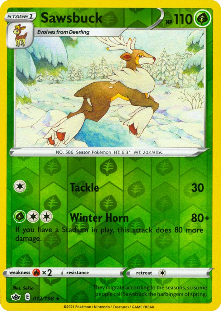 012 / 198 Sawsbuck Rara Reverse foil (EN) -NEAR MINT-