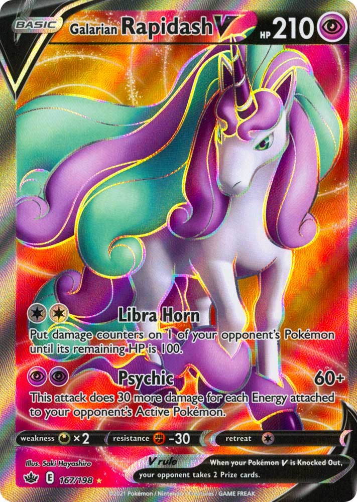 167 / 198 Galarian Rapidash V Ultra Rara V Full Art foil (EN) -NEAR MINT-