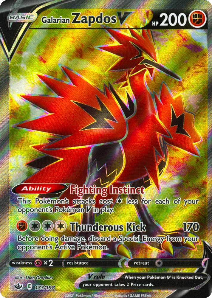 173 / 198 Galarian Zapdos V Ultra Rara V Full Art foil (EN) -NEAR MINT-