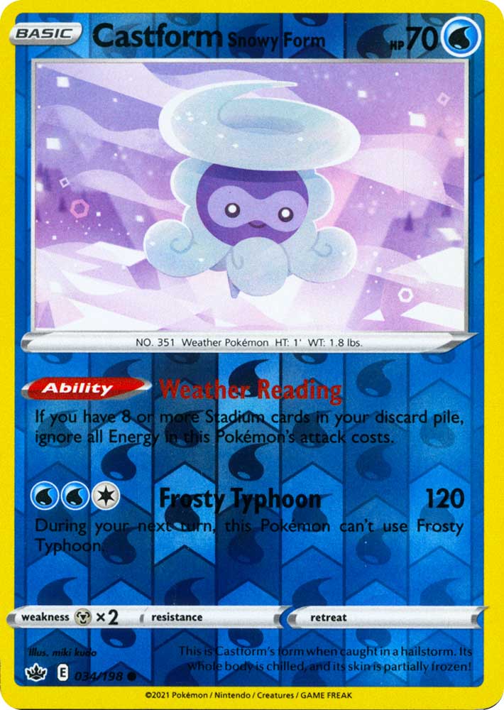 034 / 198 Castform Snowy Form Comune Reverse foil (EN) -NEAR MINT-