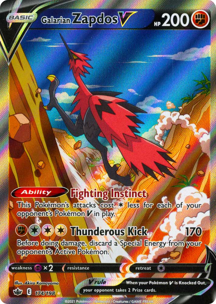 174 / 198 Galarian Zapdos V Ultra Rara V Full Art foil (EN) -NEAR MINT-