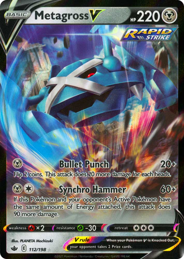112 / 198 Metagross V Rara Holo V foil (EN) -NEAR MINT-