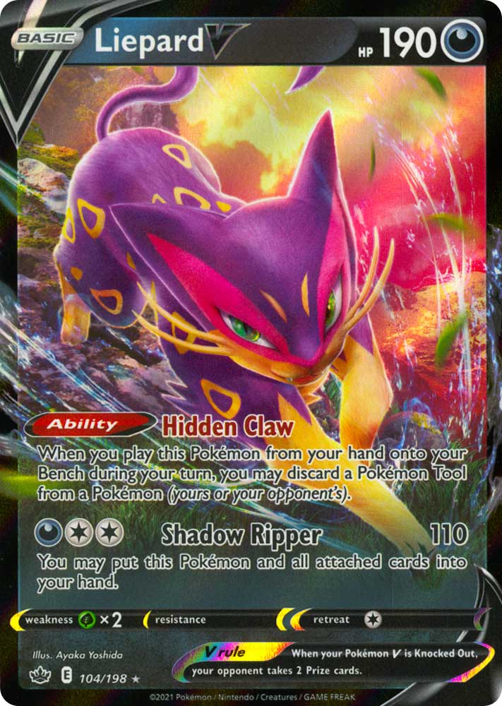 104 / 198 Liepard V Rara Holo V foil (EN) -NEAR MINT-