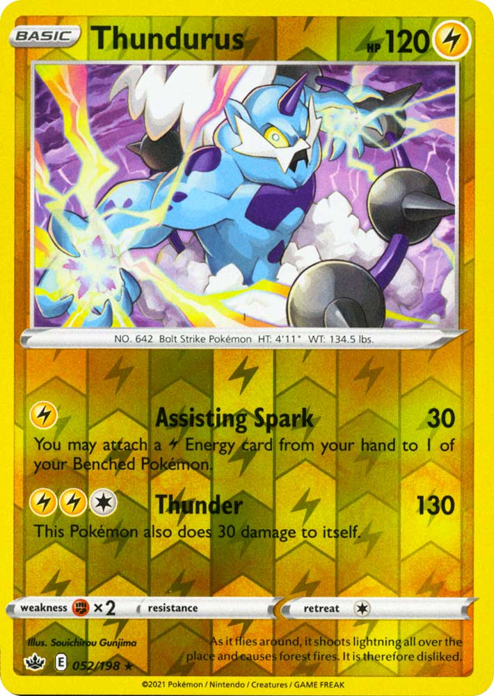 052 / 198 Thundurus Rara Holo Reverse foil (EN) -NEAR MINT-