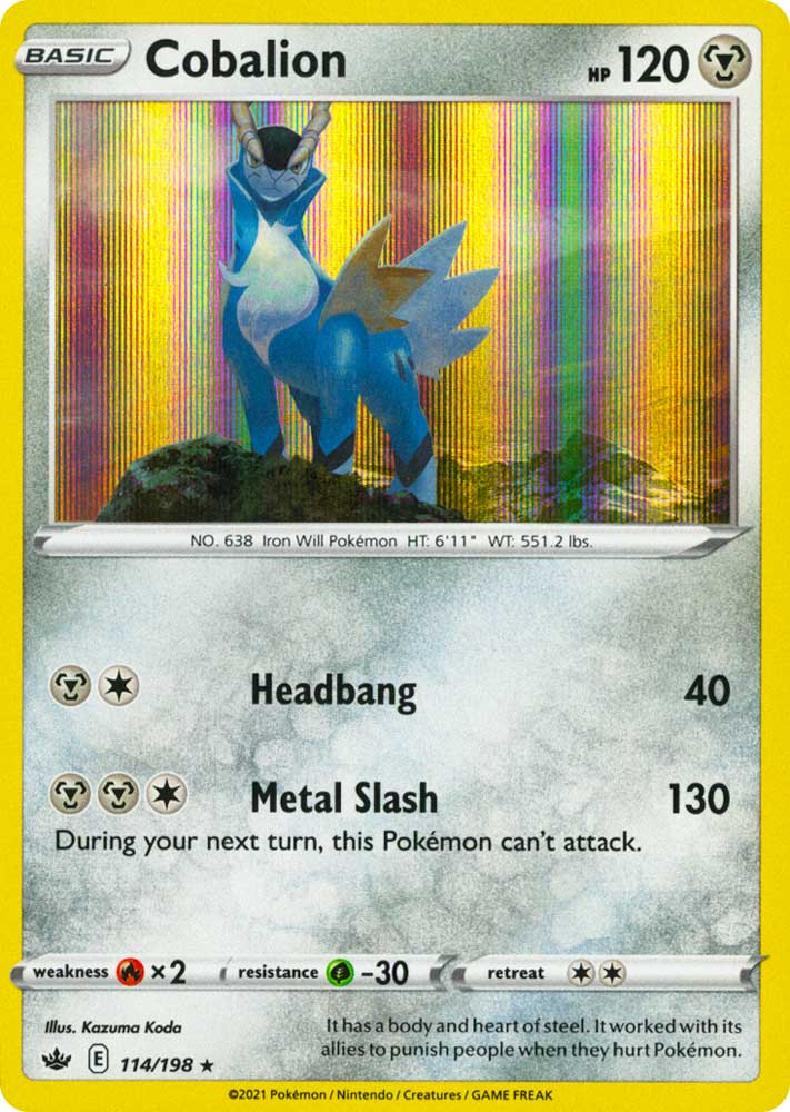 114 / 198 Cobalion Rara Holo foil (EN) -NEAR MINT-
