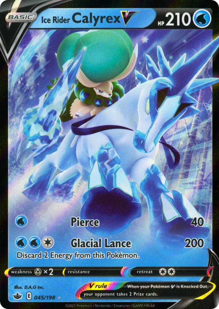 045 / 198 Ice Rider Calyrex V Rara Holo V foil (EN) -NEAR MINT-