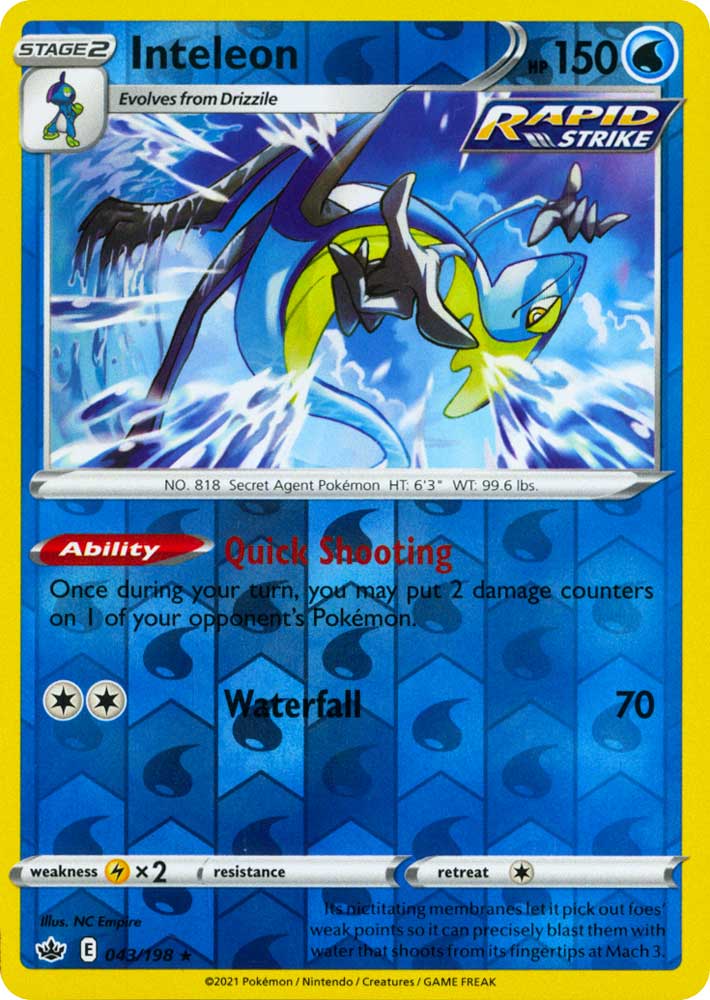 043 / 198 Inteleon Rara Holo Reverse foil (EN) -NEAR MINT-