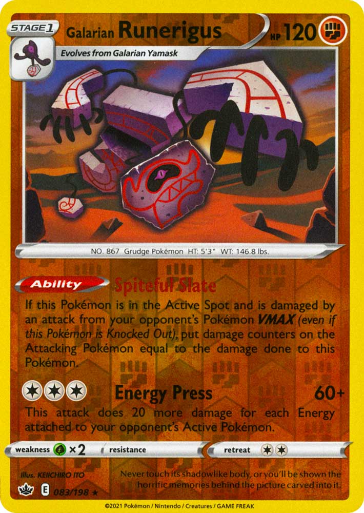 083 / 198 Galarian Runerigus Rara Holo Reverse foil (EN) -NEAR MINT-