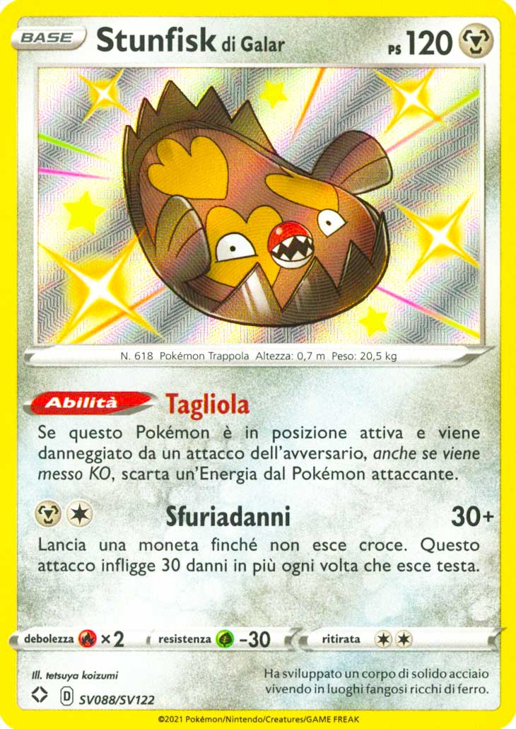 SV088 / SV122 Stunfisk di Galar Rara Shiny Vault foil (IT) -NEAR MINT-