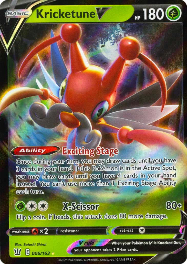 006 / 163 Kricketune V Rara Holo V foil (EN) -NEAR MINT-