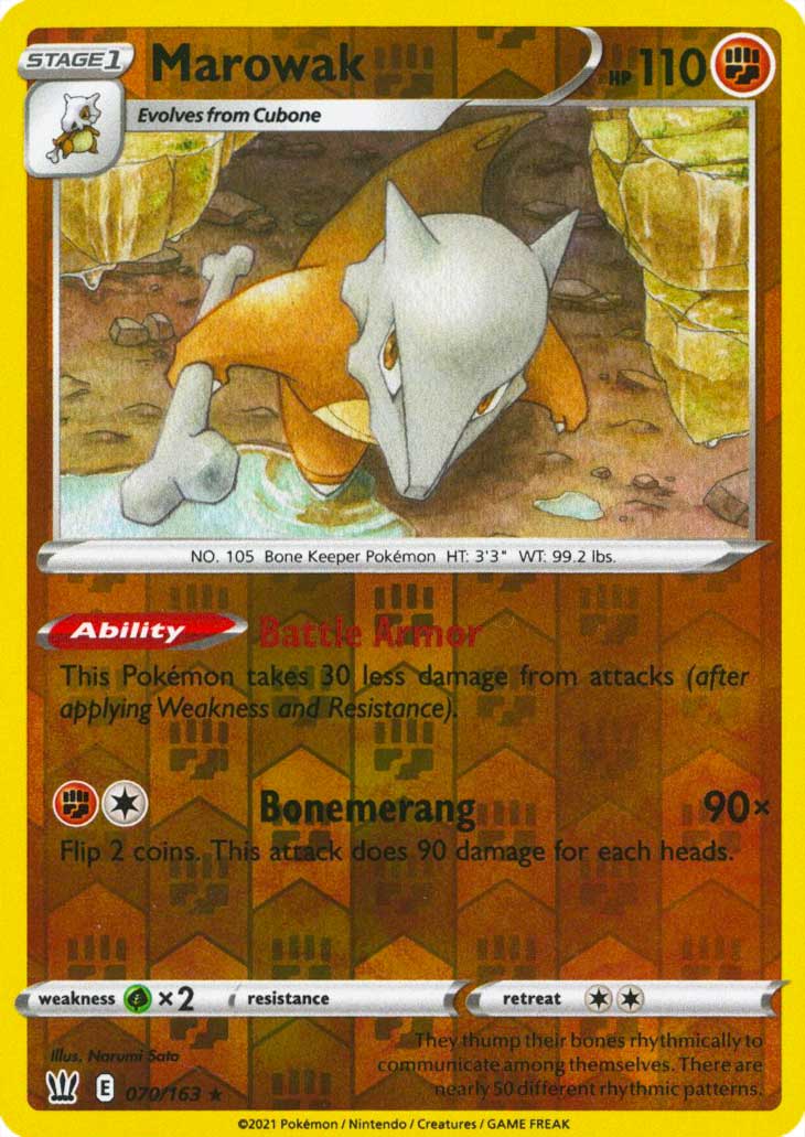 070 / 163 Marowak Rara Reverse foil (EN) -NEAR MINT-