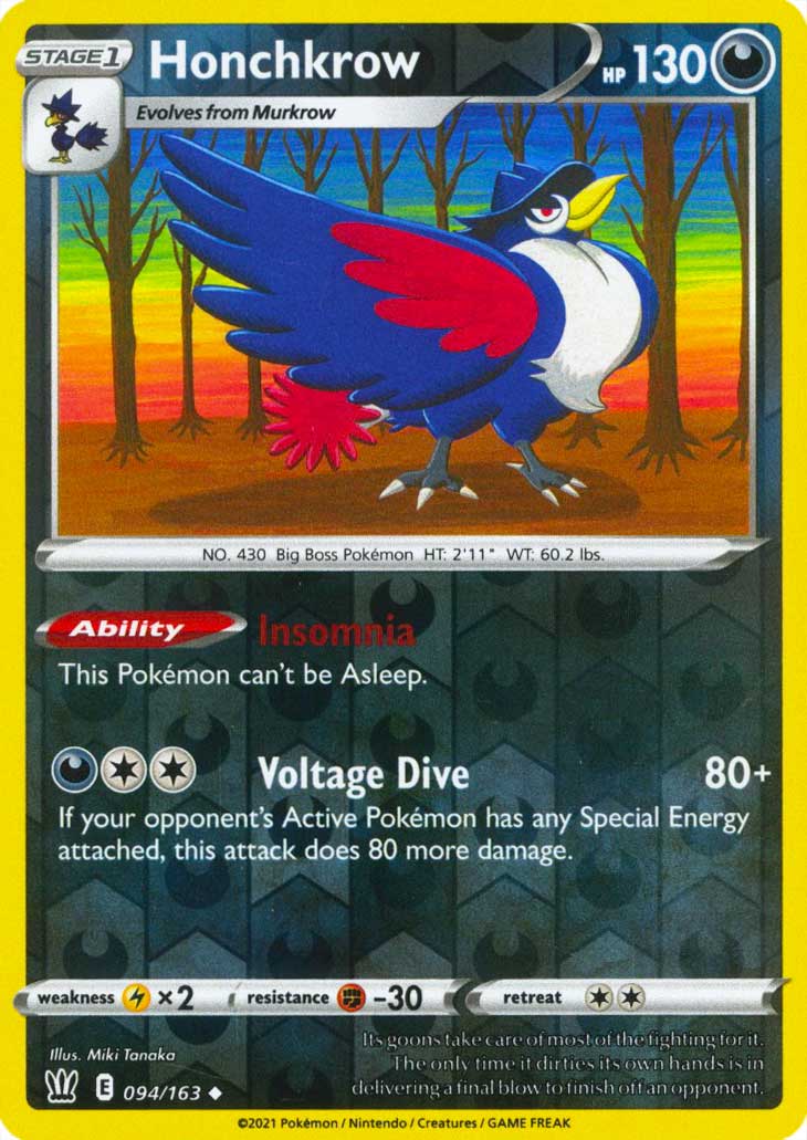 094 / 163 Honchkrow Non Comune Reverse foil (EN) -NEAR MINT-