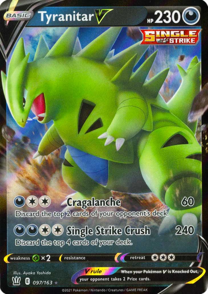 097 / 163 Tyranitar V Rara Holo V foil (EN) -NEAR MINT-
