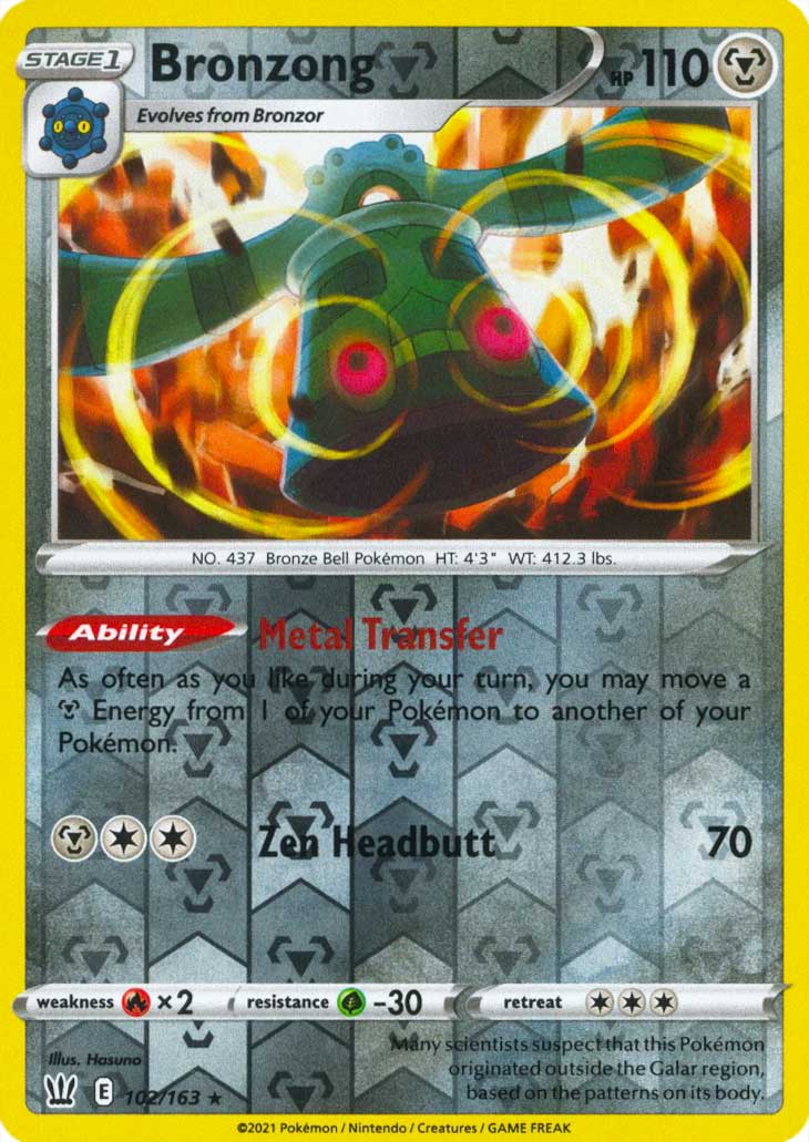 102 / 163 Bronzong Rara Holo Reverse foil (EN) -NEAR MINT-