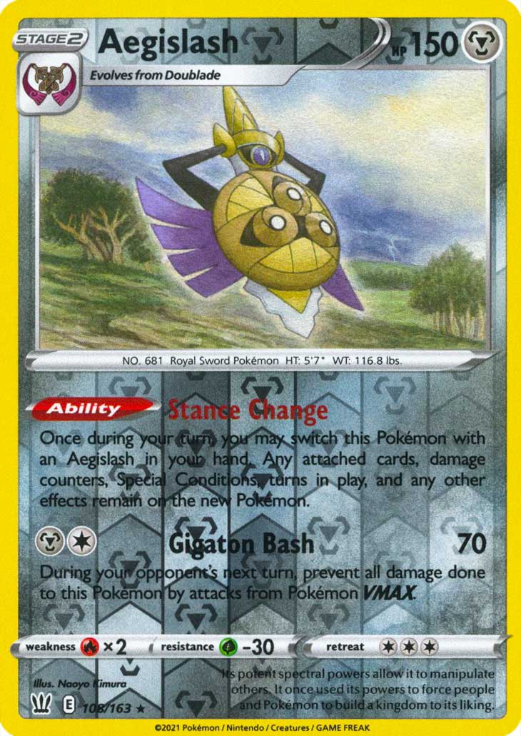 108 / 163 Aegislash Rara Reverse foil (EN) -NEAR MINT-