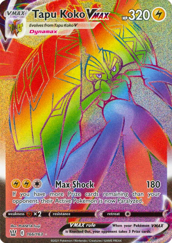 166 / 163 Tapu Koko VMAX Rara Segreta VMAX Rainbow foil (EN) -NEAR MINT-