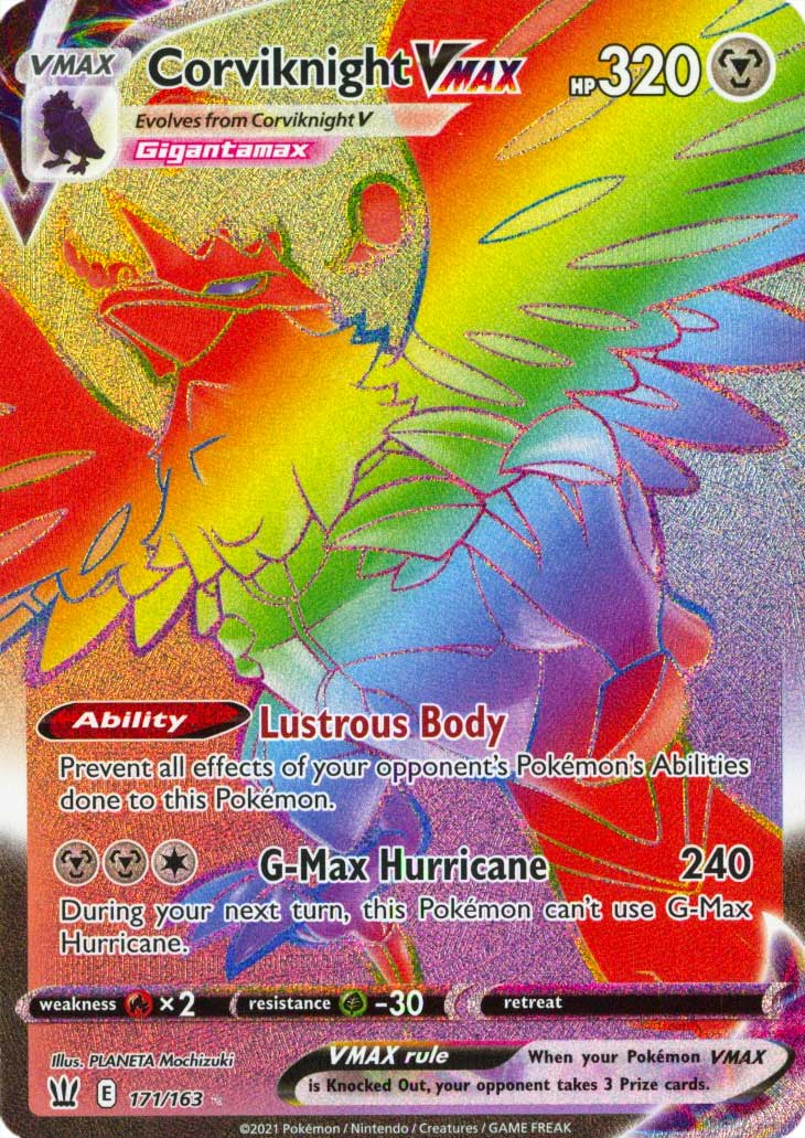 171 / 163 Corviknight VMAX Rara Segreta VMAX Rainbow foil (EN) -NEAR MINT-