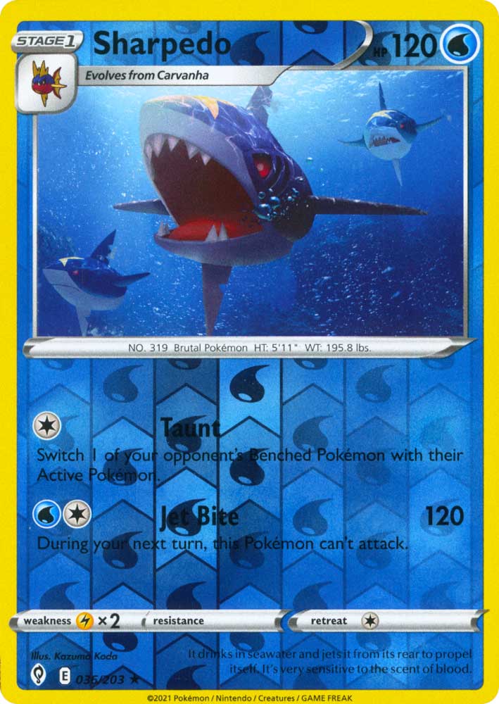 036 / 203 Sharpedo Rara Reverse foil (EN) -NEAR MINT-