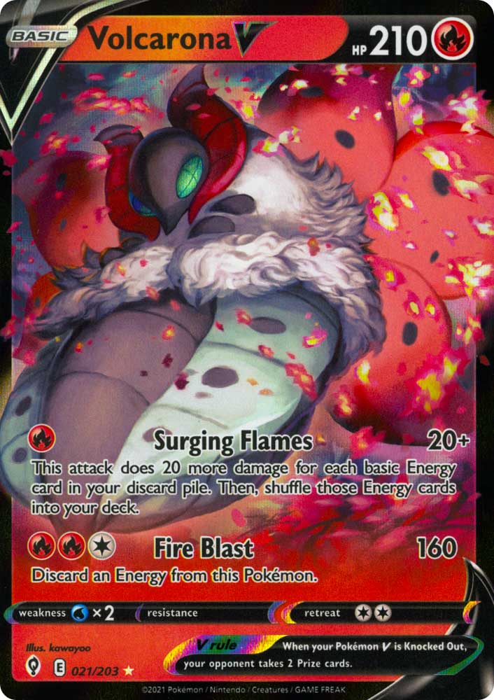021 / 203 Volcarona V Rara Holo V foil (EN) -NEAR MINT-