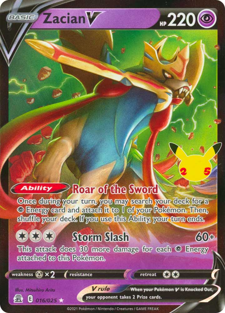 16 / 25 Zacian V Rara Holo V Foil (EN) -NEAR MINT-