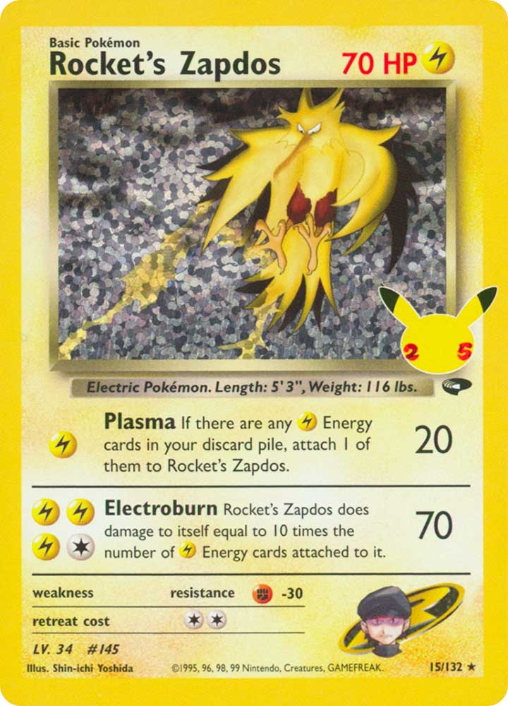 15 / 132 Rocket's Zapdos Rara Segreta Holo Foil (EN) -NEAR MINT-