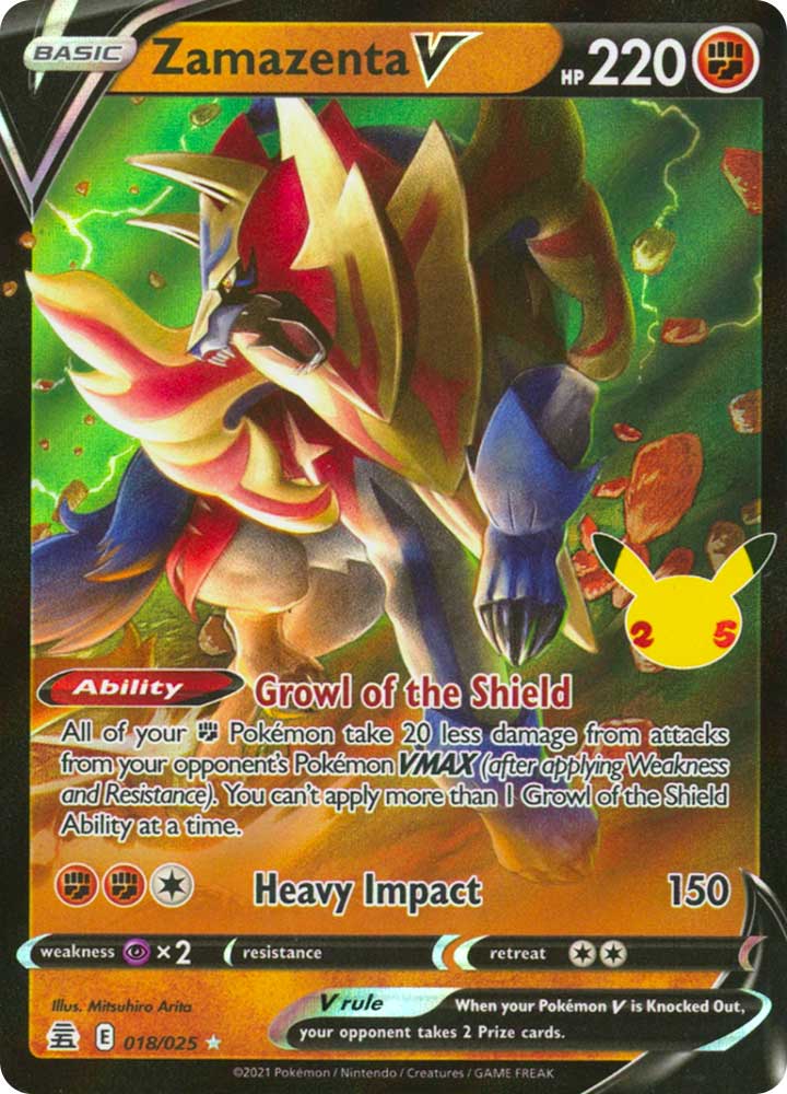 18 / 25 Zamazenta V Rara Holo V Foil (EN) -NEAR MINT-