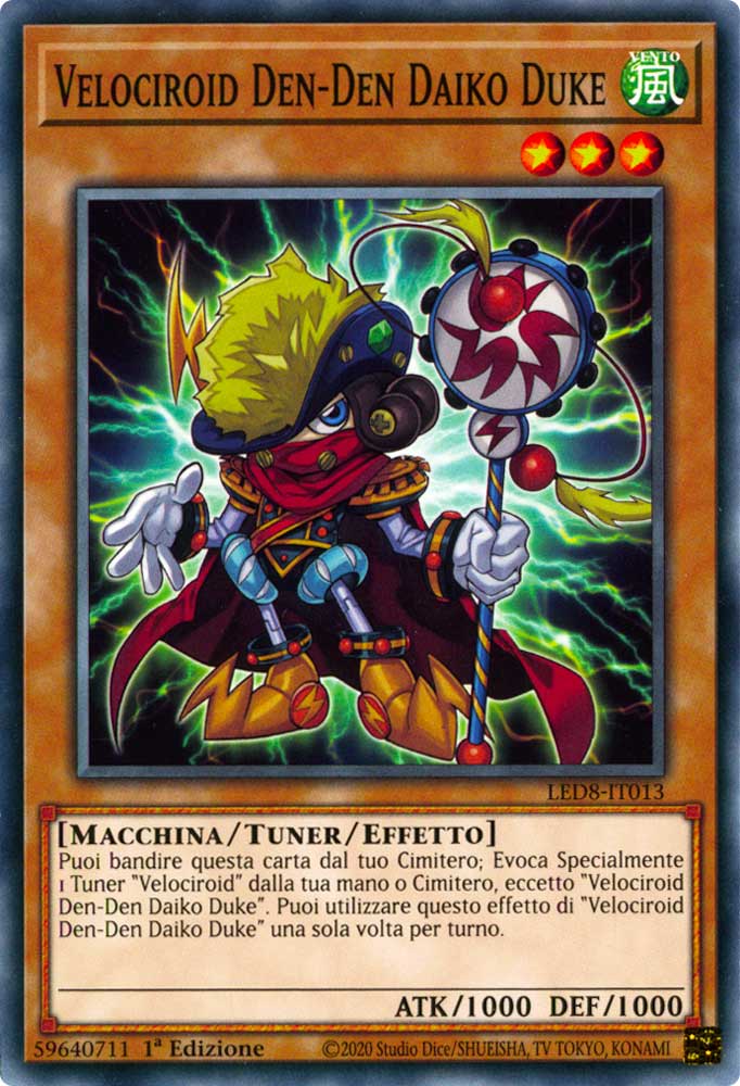 LED8-IT013 Velociroid Den-Den Daiko Duke comune 1a Edizione (IT) -NEAR MINT-